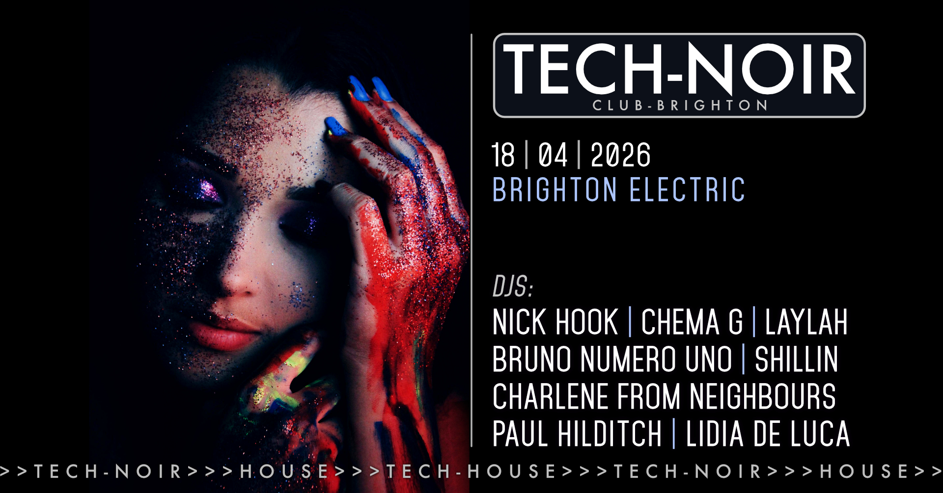 Tech-noir - FB Event Image - Brighton Electric - April 2026 Tech-noir Club - Brighton Electric - 18 April 2026